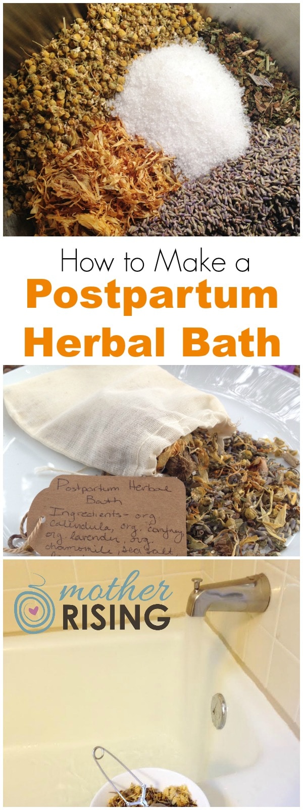 A postpartum herbal bath is a relaxing way to heal, soothe and restore oneself after the challenges of childbirth. Follow this recipe to make a herbal bath, padsicles or a postpartum herbal peri bottle.