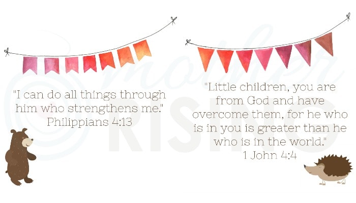 Bible verses for kids should teach children about who God is and who they are according to their creator. Use Mother Rising's printables to make it fun and easy! #printables #bibleverses #parenting