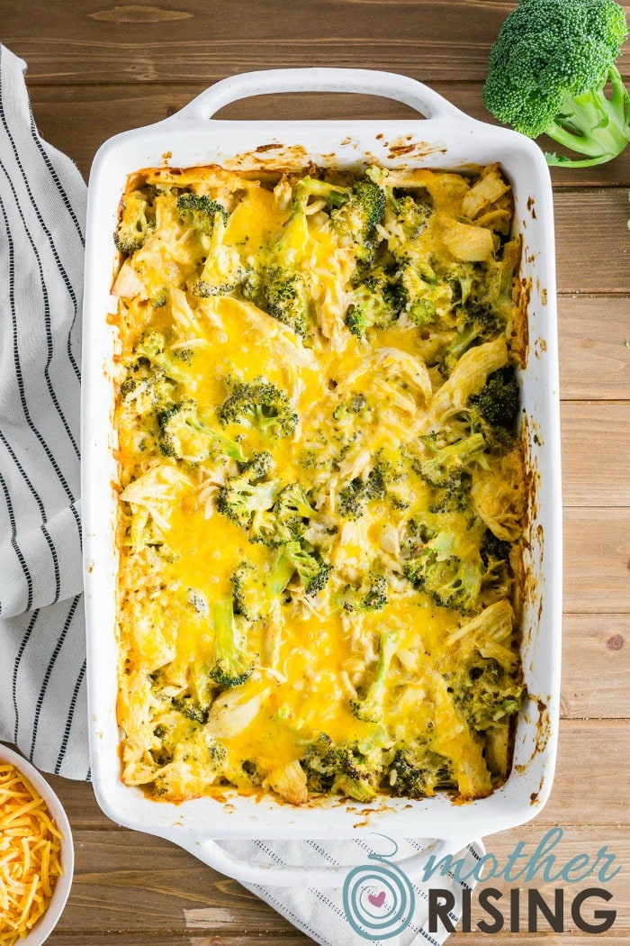 Looking for a casserole for new moms for that friend with a new baby? Or to freeze for postpartum? Check out this yummy broccoli chicken and rice casserole! #postpartum #freezercooking #postpartumcasserole #casserole #newmom