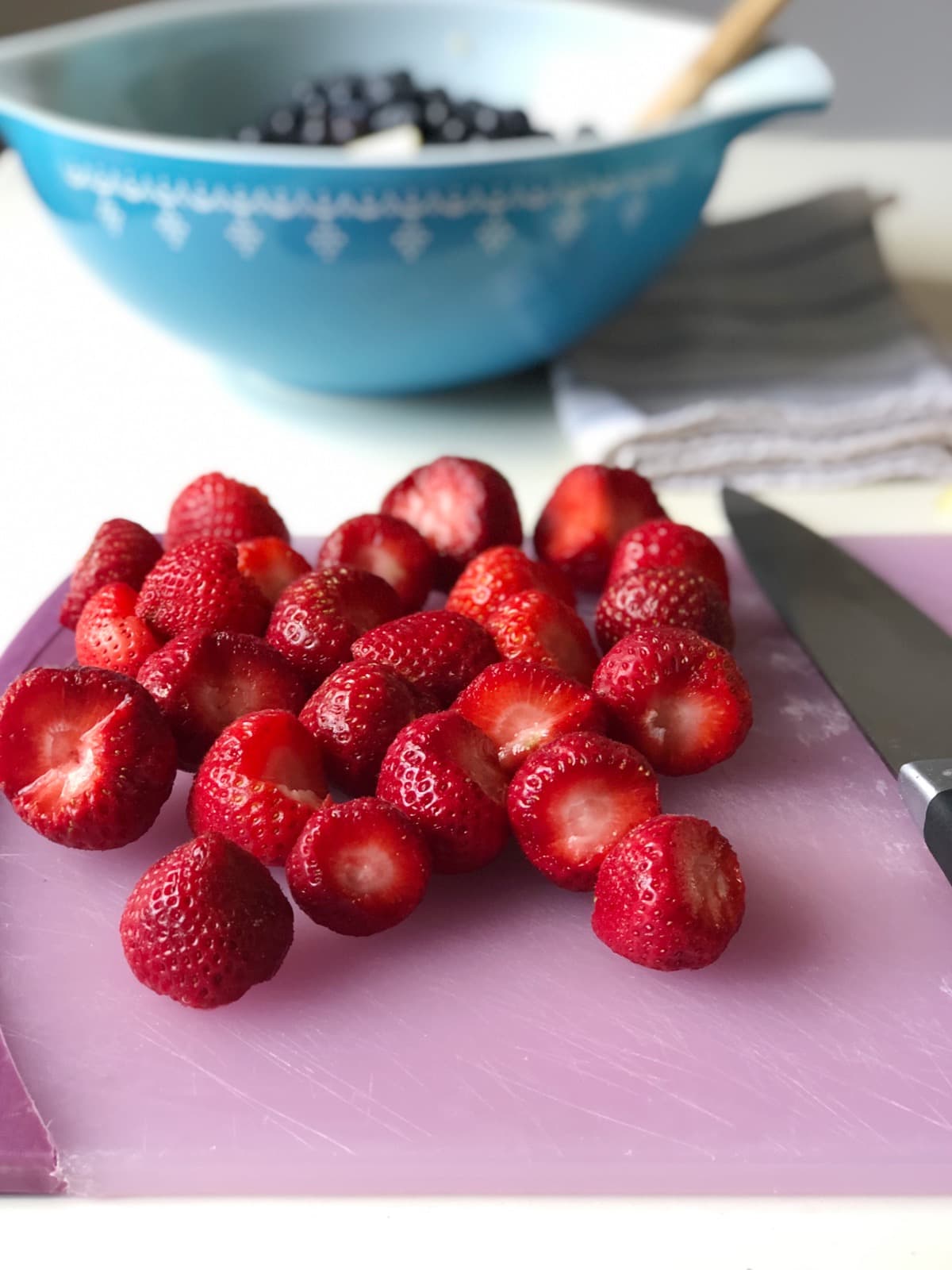 Prepare the strawberries.