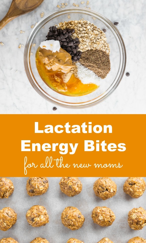 Lactation energy bites are a quick and delicious way to get calories and galactagogues in the body of a breastfeeding mom. Galactagogues are substances that increase milk supply and there are three of them in this lactation energy bites recipe! #postpartum #breastfeeding #snacks #newmom #momlife