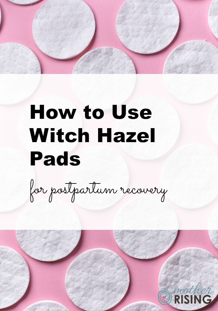 Witch hazel pads for postpartum recovery are a soothing and effective way to heal the body after birth.  Witch hazel is an astringent that can reduce inflammation caused by common end of pregnancy symptoms and postpartum complaints like hemorrhoids, bruising, tearing, and stitches. #pregnancy #postpartum #tearing #hemorrhoids #childbirth #birth #thirdtrimester #hospitalbag #labor #delivery