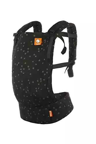 Baby Tula Discover Free-to-Grow Baby Carrier, Adjustable Newborn to Toddler Carrier, Ergonomic and Multiple Positions for 7 - 45 pounds, Black with Gray Stars