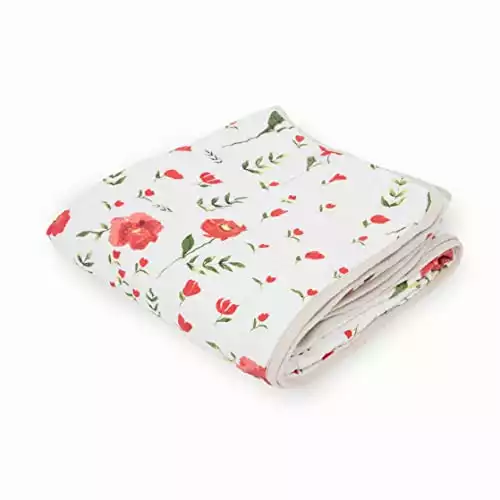 Little Unicorn – Summer Poppy Cotton Muslin Quilt Blanket | 100% Cotton | Super Soft | Babies and Toddlers | Large 47” x 47” | Machine Washable