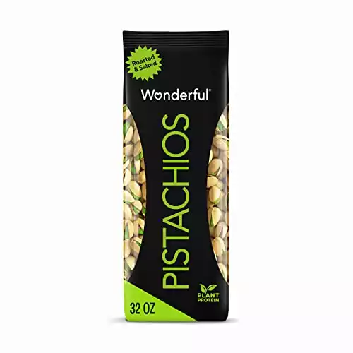 Wonderful Pistachios In Shell, Roasted and Salted Nuts - 32 Ounce Bag, Healthy Snack, Protein Snack, Pantry Staple