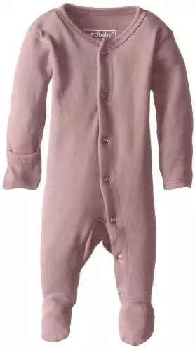 L'ovedbaby Baby Girls Organic Snap One-Piece Footies, Mauve, 0-3 Months US
