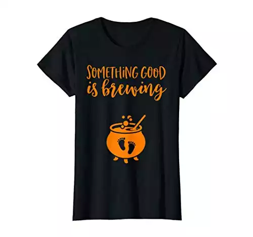 Womens Halloween Pregnancy Announcement Shirt A Baby is Brewing T-Shirt