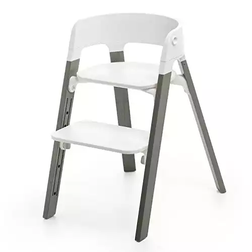 Stokke Steps Chair Complete, Seat - White, Legs - Hazy Grey