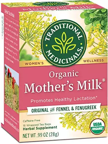 Traditional Medicinals Organic Mother's Milk Women's Tea (Pack of 1), Promotes Healthy Lactation for Breastfeeding Moms, 16 Tea Bags