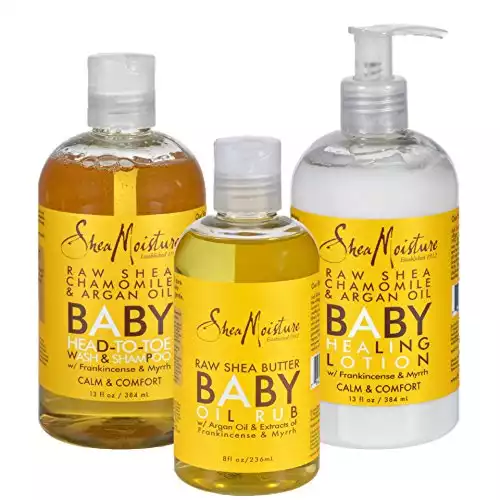 Shea Moisture Sheamoisture raw shea, chamomile & argan oil baby head-to-toe bath & body trio - includes 12 oz. wash & shampoo, 8 oz. baby oil rub & 13 oz. healing lotion