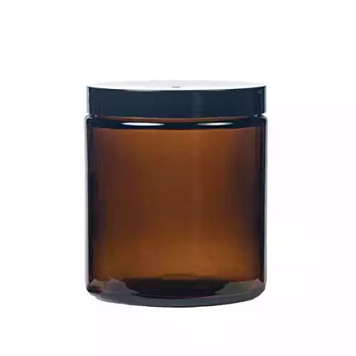 16 oz Amber Glass Jar w/Black Cap