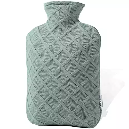 Hot Water Bottle with Soft Cover, BPA Free & Dark Green