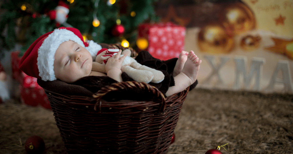 baby in basket for christmas decoration