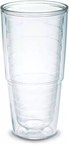 Tervis Clear & Colorful Tabletop Made in USA Double Walled Insulated Tumbler Travel Cup Keeps Drinks Cold & Hot, 24oz, Clear