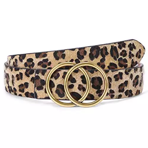Women's Leopard Print Leather Belt