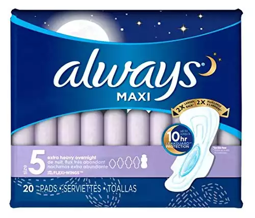 Always Extra Heavy Overnight Maxi Pads with Flexi-Wings - 20 Count