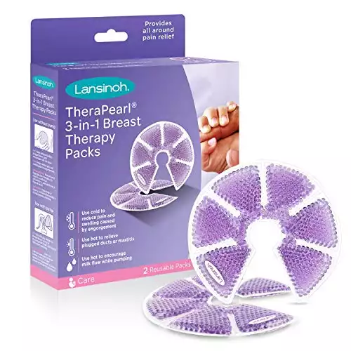 Lansinoh TheraPearl 3-in-1 Hot or Cold Breast Therapy Pack with Cover, 2 Count